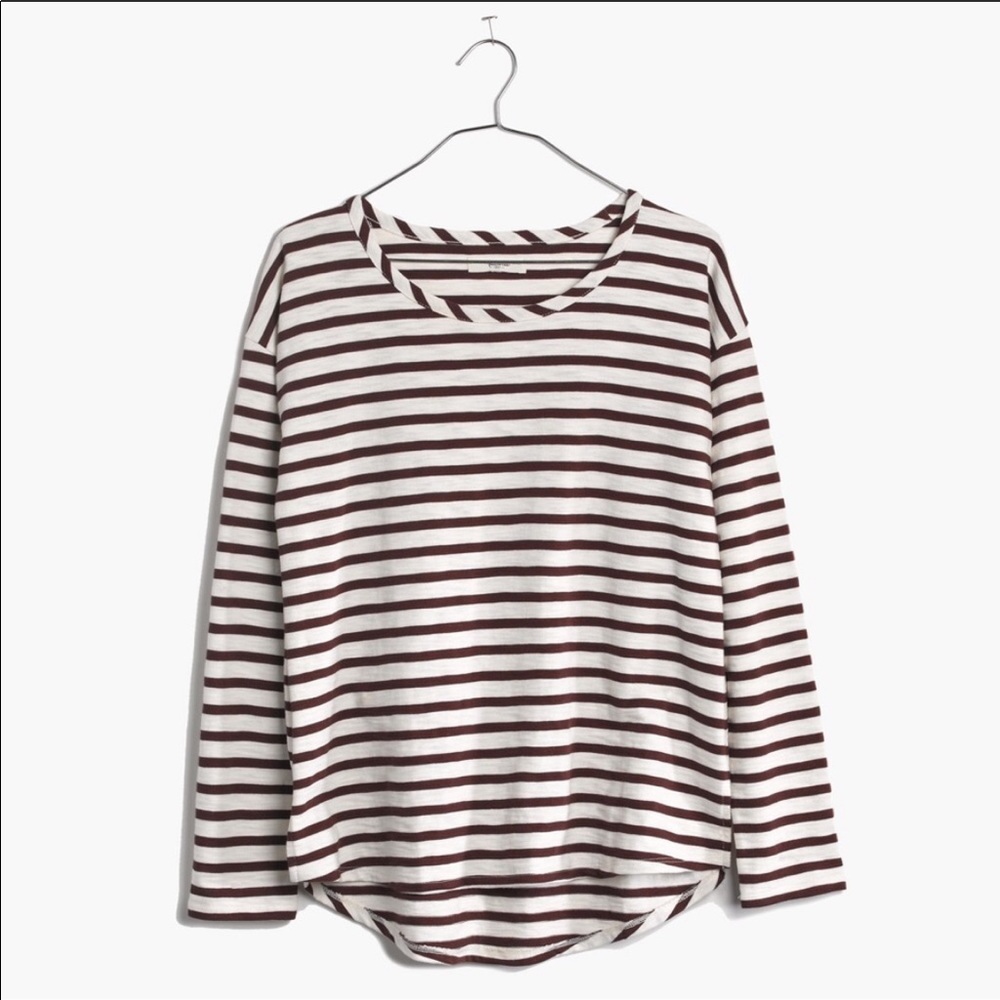 Madewell Long Sleeve White and Red Stripes - Picture 1 of 3